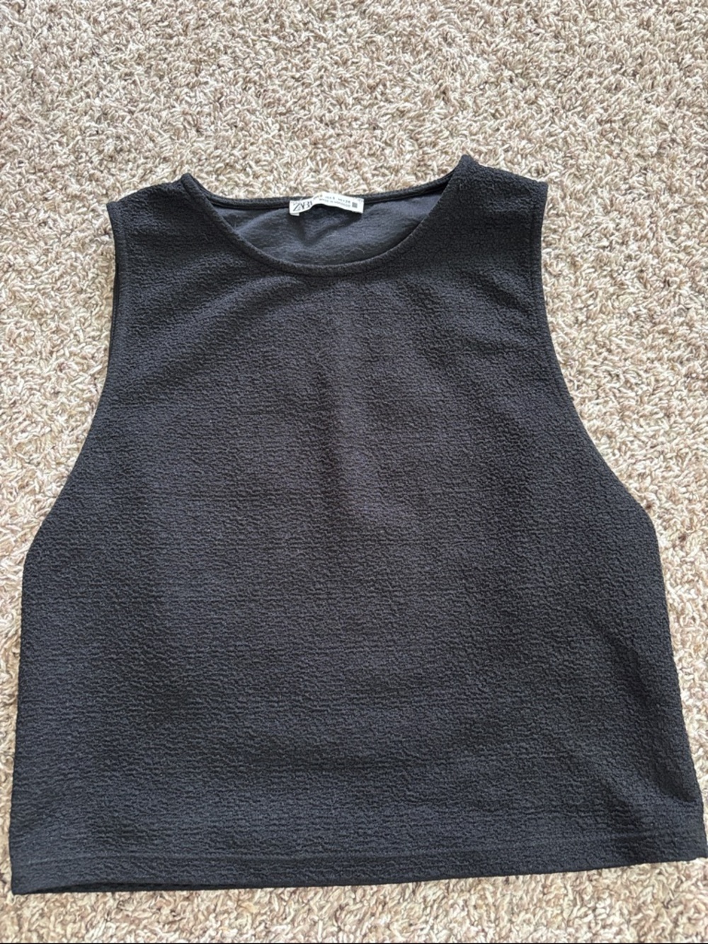 Black Sleeveless Textured Tank Top Zara